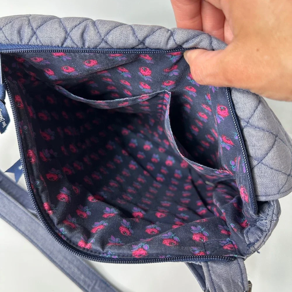 Vera Bradley Essential Mailbag Crossbody Moonlight Navy Denim Quilted Floral '19